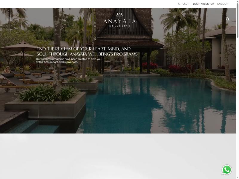 Screenshot of the Anayata Wellbeing website homepage