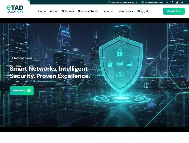 Screenshot of the Etad Solutions website homepage