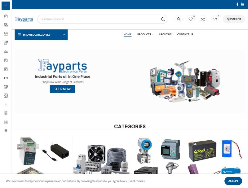 Screenshot of the Fay Parts website homepage