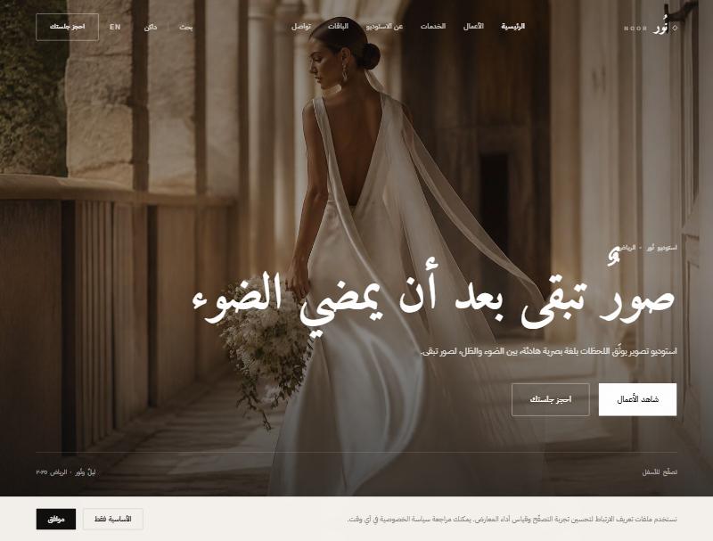 Screenshot of the Noor Photography website homepage