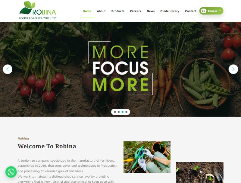 Screenshot of the Robinafert website homepage