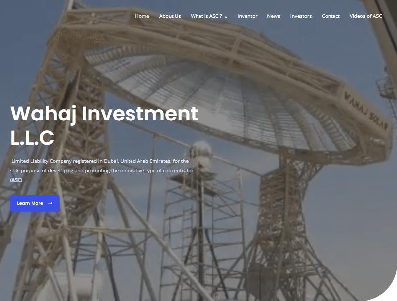 Screenshot of the Wahaj Solar website homepage