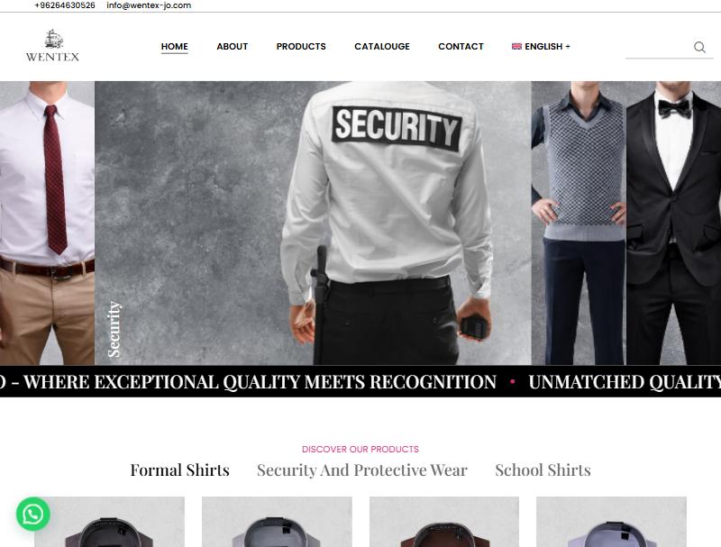 Screenshot of the Wentex Jordan website homepage